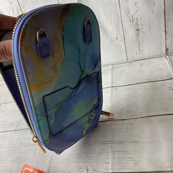 Monarque Blue Marble Crossbody Bag NWT - Picture 11 of 12